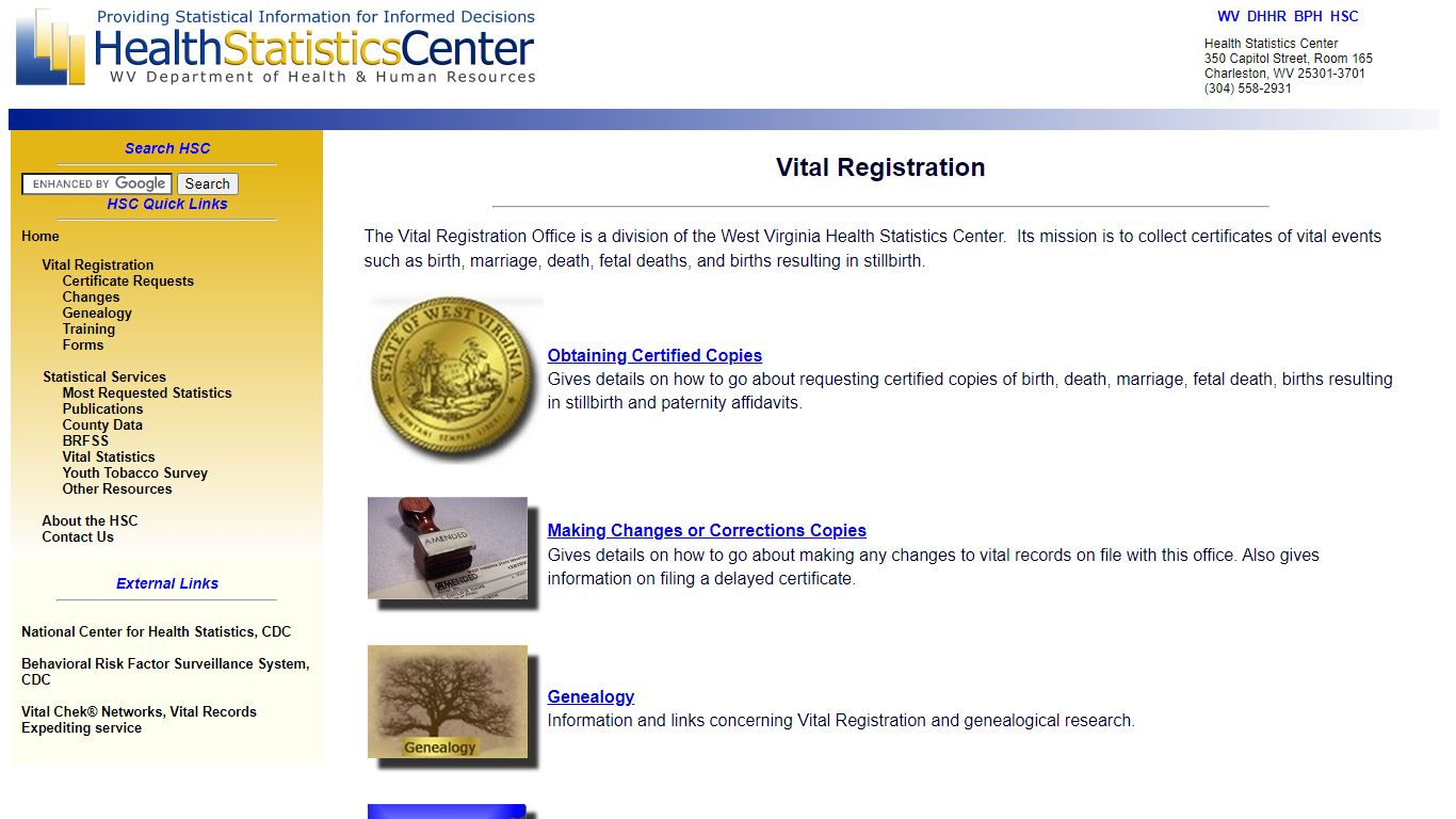 West Virginia Health Statistics Center - WV DHHR